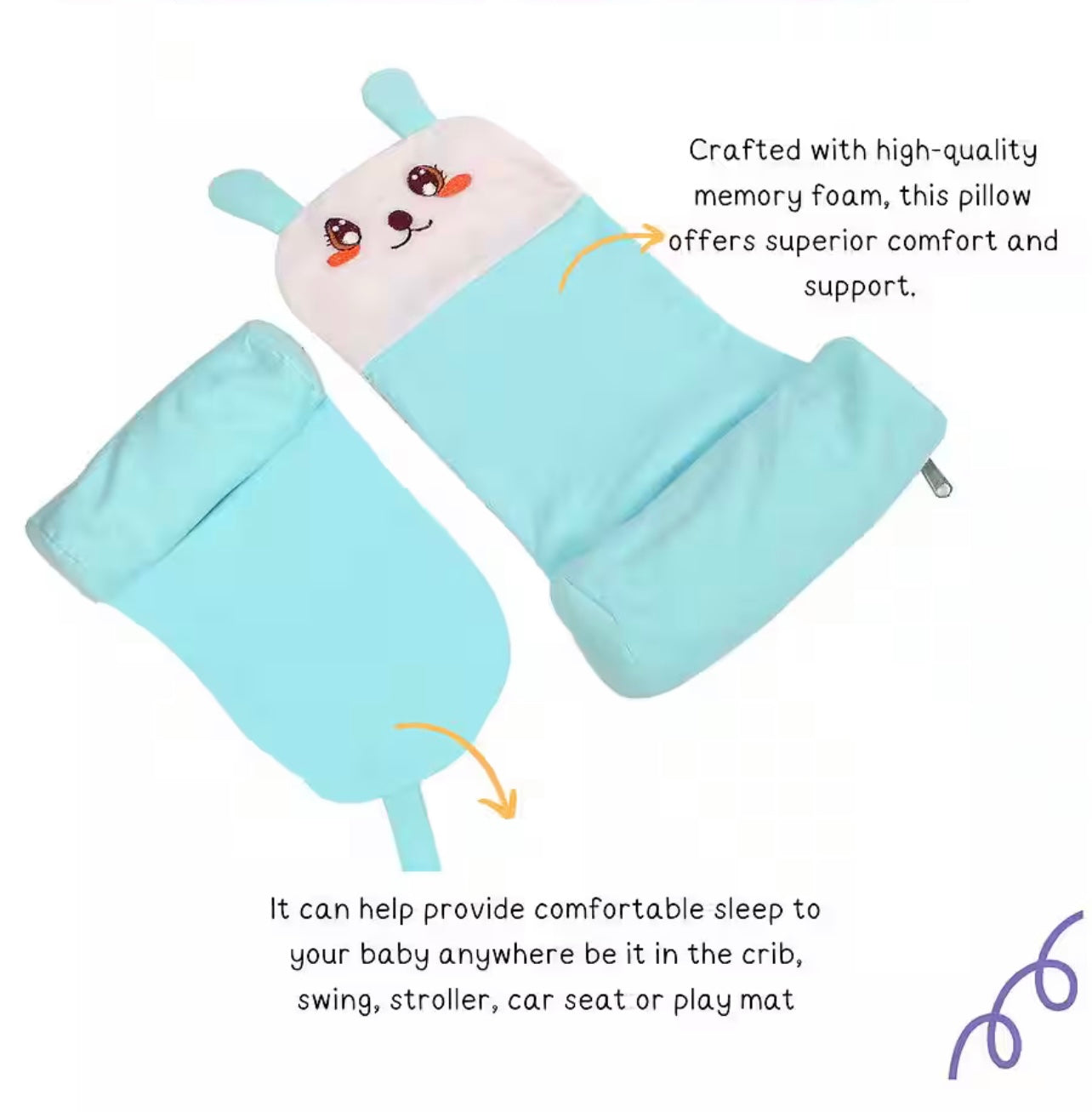 Baby Shaping Head Support Pillow - Assorted Colour