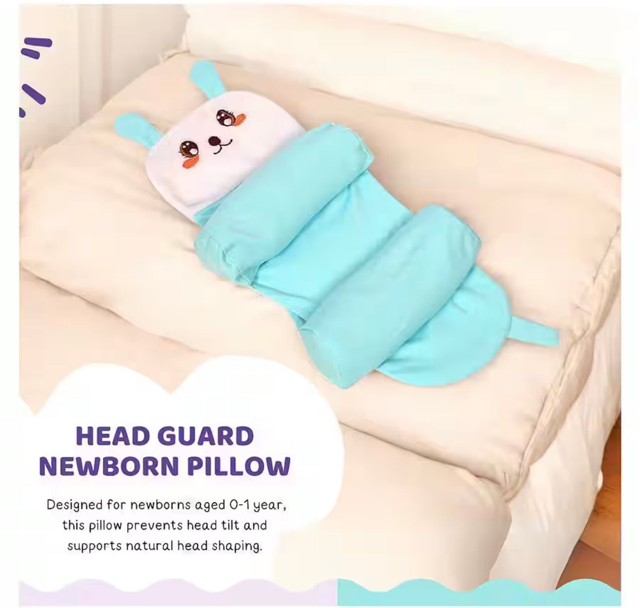 Baby Shaping Head Support Pillow - Assorted Colour