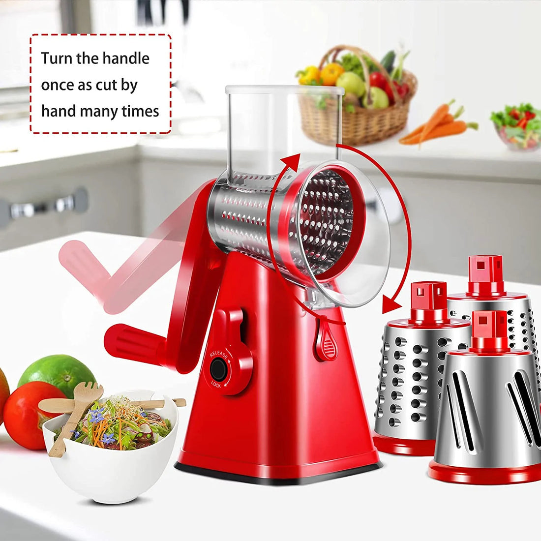 4 in 1 Rotary Drum Vegetable Grater & Slicer